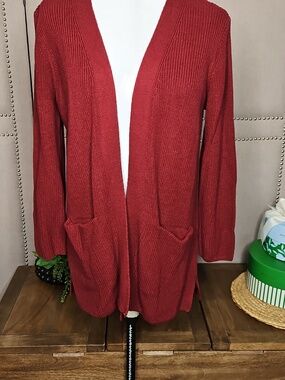 Old Navy Longline Open Front Cardigan Burgandy